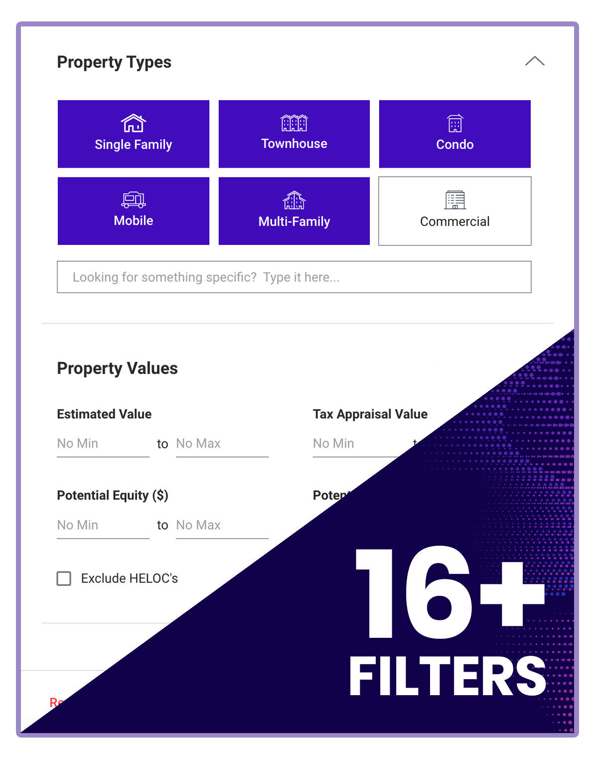 REIPro Property Lead Filters